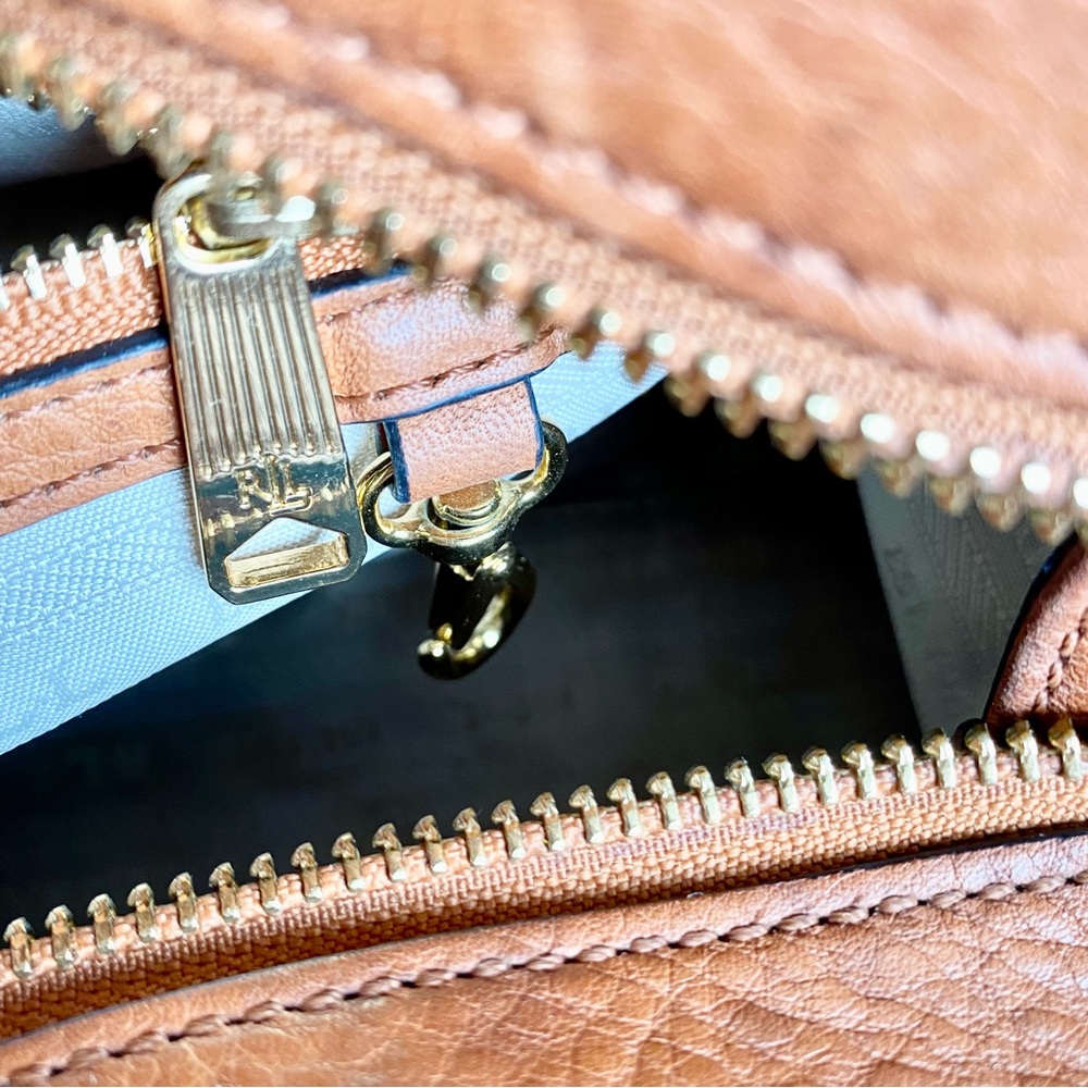 Vintage Ralph Lauren Caramel handbag old money gold hardware - Picture 8 of 14
